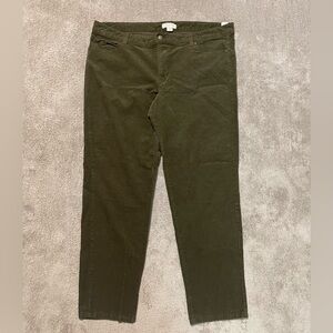 Coldwater Creek Corduroy Pants Womens 18W Green Pull On Stretch Casual